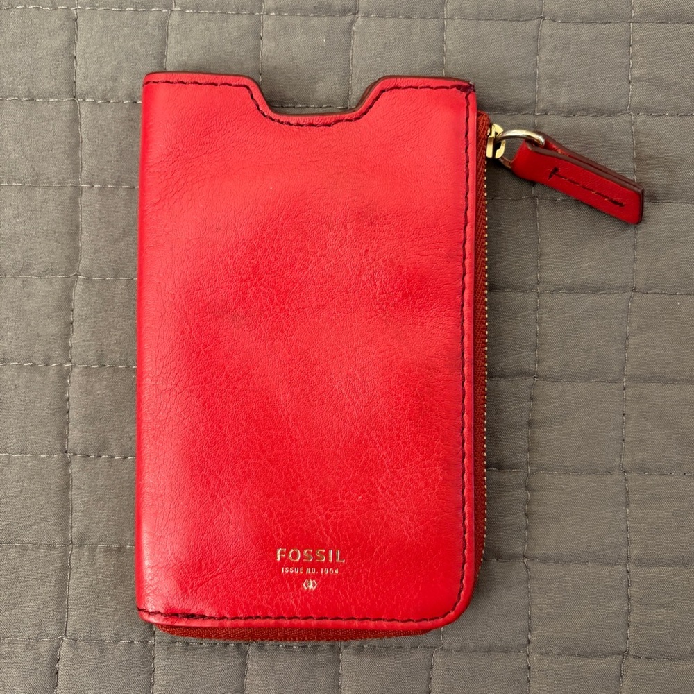 Fossil Red Leather Phone Wallet